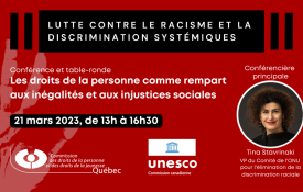 La Commission, en collaboration avec la CCUNESCO, organise une conférence pour souligner la Journée internationale pour l’élimination de la discrimination raciale