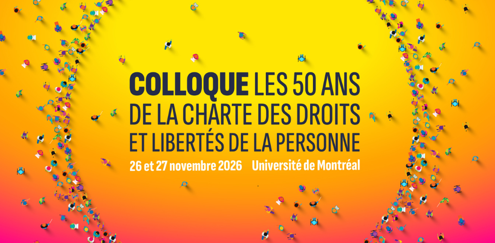 Le titre du colloque et les dates dans un cercle formé par des petites figurines de personnes illustrées vues de haut.