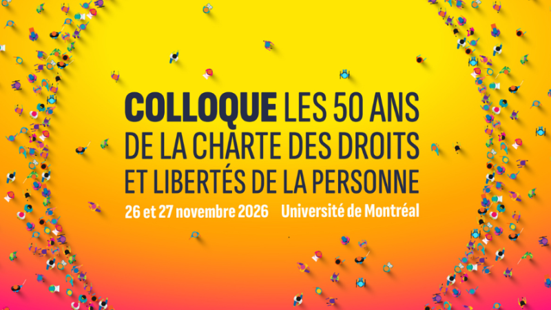 Le titre du colloque et les dates dans un cercle formé par des petites figurines de personnes illustrées vues de haut.